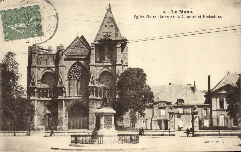 Le Mans. Kirche Notre-Dame-de-la-Couture und Präfektur — Ausgabe N. G. - Vorderseite