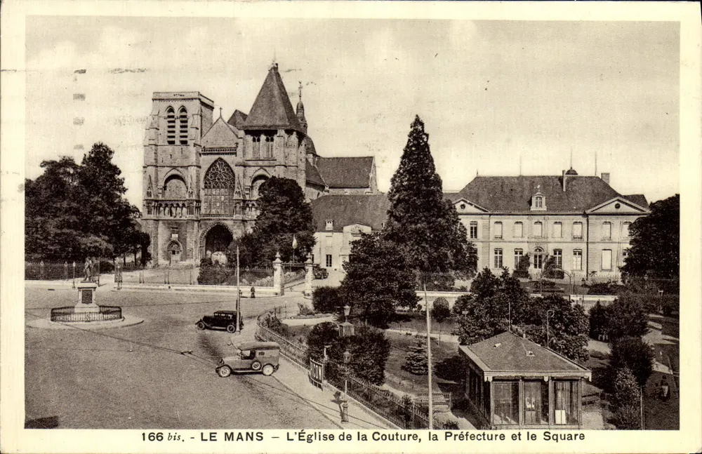 LE MANS — Die Kirche der Couture, das Präfektur und der Square — Imp. Phal. A. Bulbeaux - Vorderseite