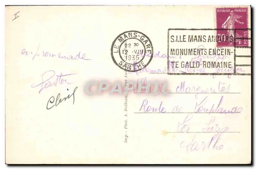 LE MANS — Die Kirche der Couture, das Präfektur und der Square — Imp. Phal. A. Bulbeaux - Rückseite