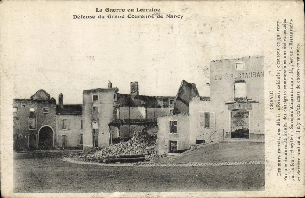 Zerstörungen in Nancy — Verteidigung des Grand Couronné — Café Restaurant - Vorderseite