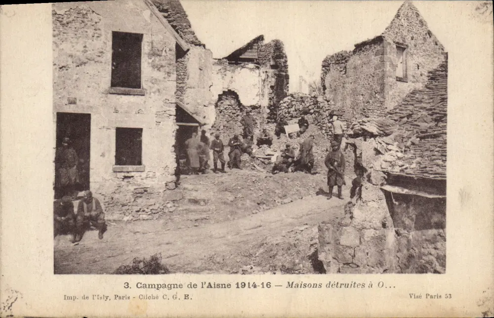 Campagne van de Aisne 1914-16 — Gebouwen vernietigd in O... - Voorkant