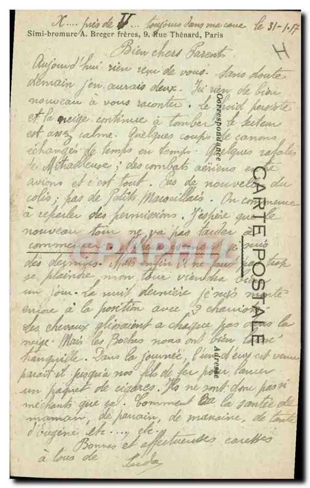 Campanha da Aisne 1914-16 — Casas destruídas em O... — Imp. de l'Isly, Paris - Verso