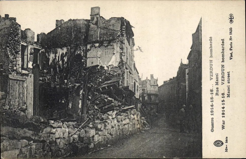 Verdun — Rue Mazel bombardeada — Vise, Paris N° 1435 - Frente
