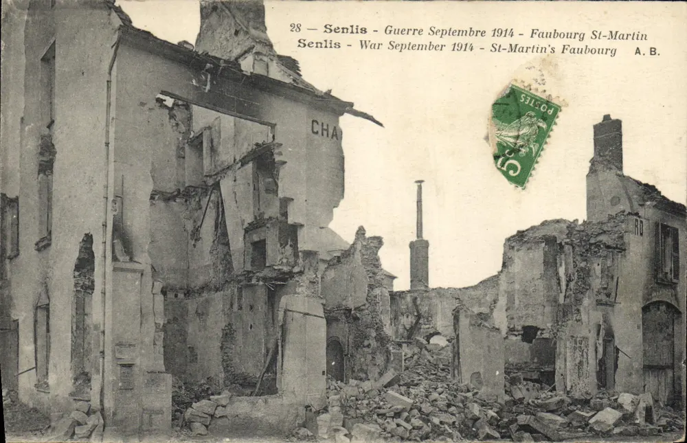 Senlis — Danni al Faubourg St-Martin a settembre 1914 — A.B. - Recto