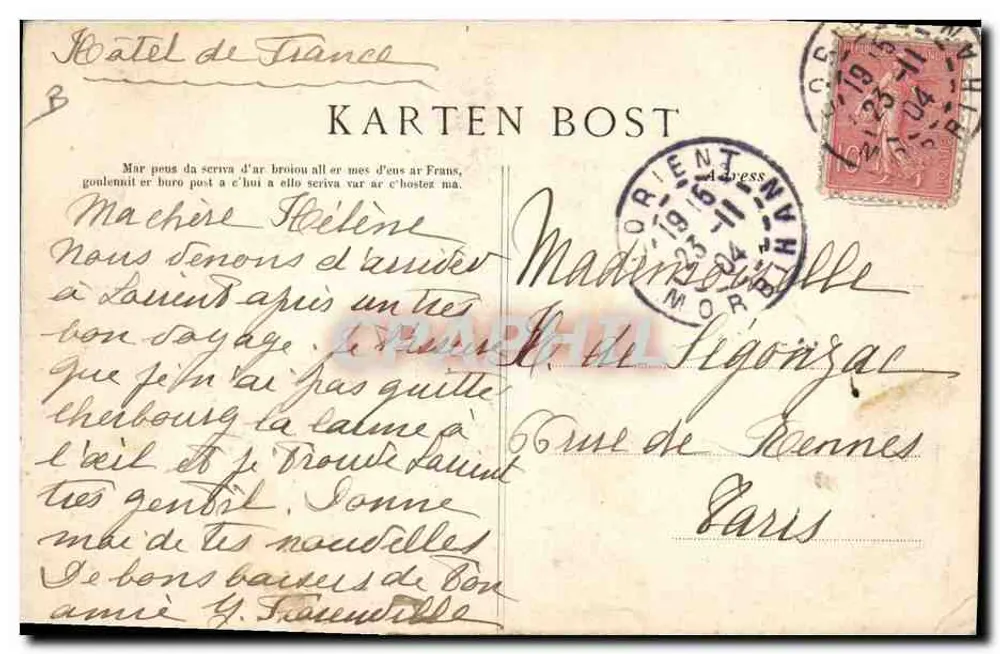 Abreise der bretonischen Brautpaare nach der Feier — Sammlung Villach, Nr. 1069 - Rückseite