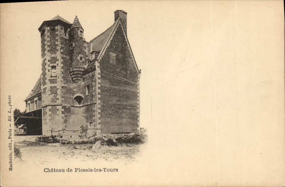Castelo de Plessis-les-Tours — vista do castelo — Hachette, éd., Paris, foto L. L. - Frente