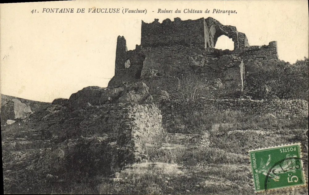 Fontaine de Vaucluse (Vaucluse) — Ruinen des Schlosses von Petrarch — unbekannter Verlag, Nr. 41 - Vorderseite