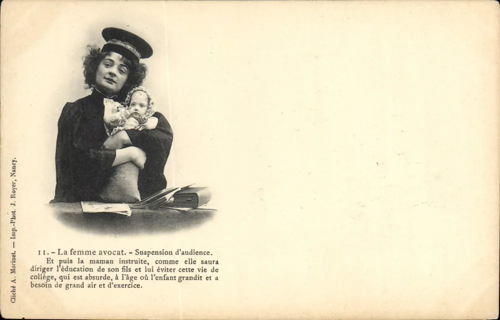 Frau Anwältin — Verlegung des Verfahrens — Cliché A. Morinet, Nancy, Nr. III - Vorderseite
