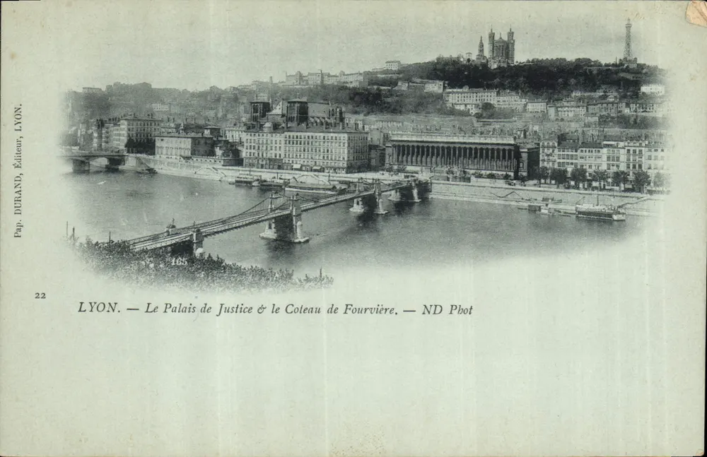 LYON — Das Justizpalast & der Fourvière-Hügel — Pap. DURAND, Verlag, LYON, n° 165 - Vorderseite