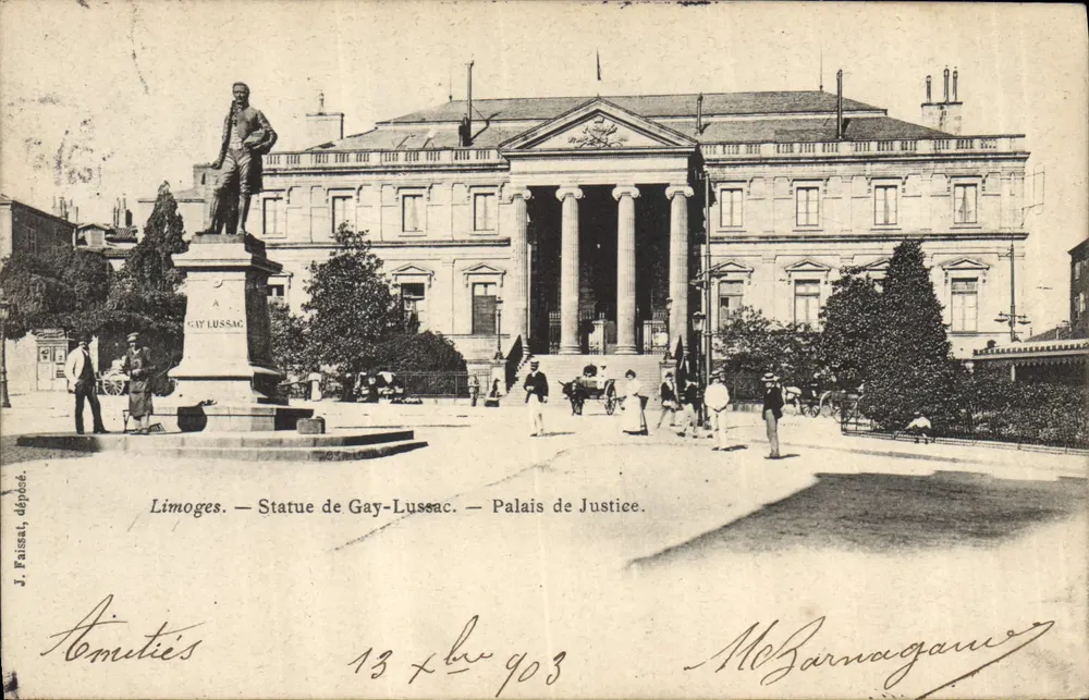 Limoges — Statue Gay-Lussac — Palast der Gerechtigkeit — J. Fassat, abgegeben - Vorderseite