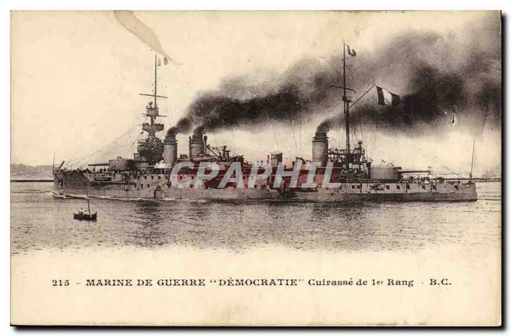 Kriegsschiff "Démocratie" — Schlachtschiff erster Klasse — B.C. — Nr. 215 - Vorderseite