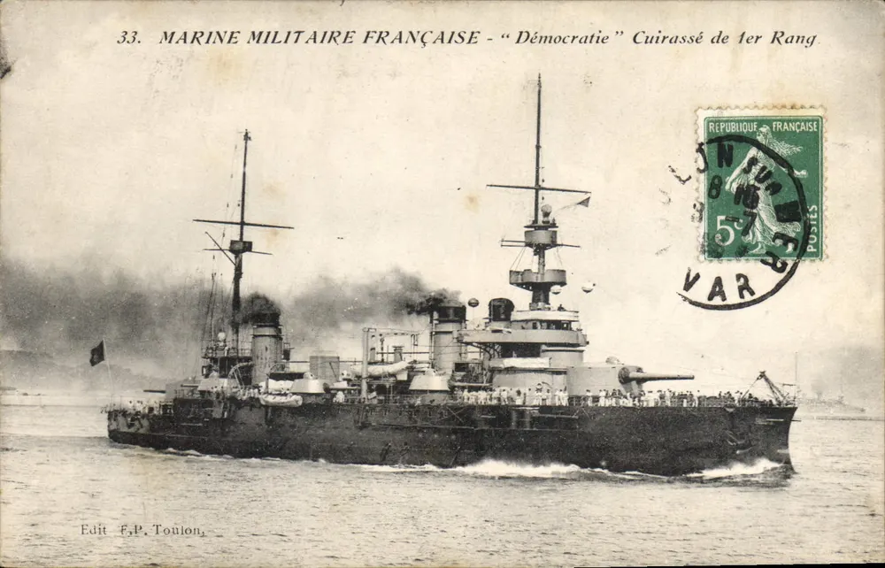 Französische Marine - "Démocratie" Schlachtschiff der ersten Klasse — Edit F.P. Toulon, n°33 - Vorderseite