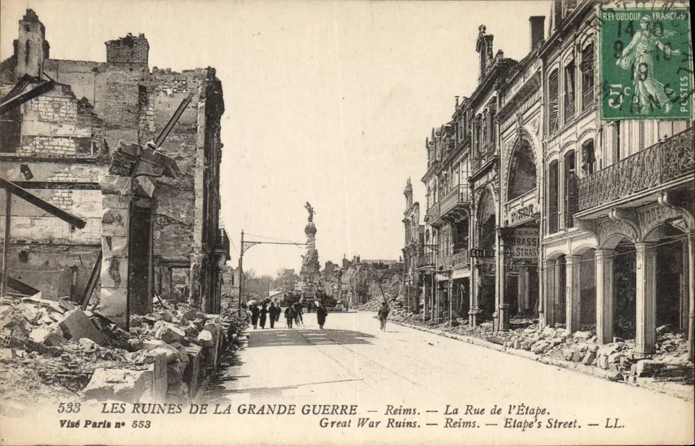 Reims — Ruínas da Grande Guerra — Rue de l'Étape — Visé Paris n° 553 - Frente
