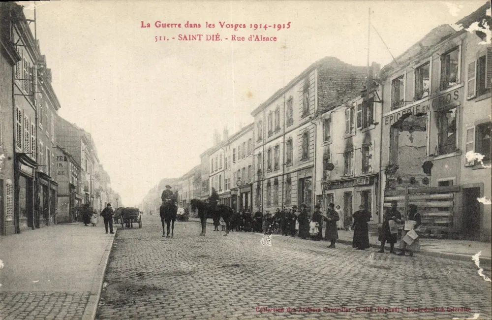 Saint-Dié - Rue d'Alsace — scène de guerre 1914-1915, éditeur Ataliers Banteillar, n° 511 - Voorkant