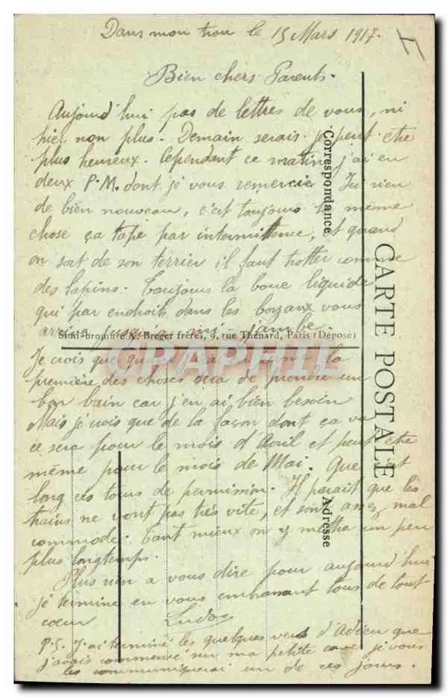 Campanha da Aisne 1914-1916 — Casas destruídas — Comuna de Ménil-en-Gohelle — foto da igreja — Viné, Paris, n° 201 - Verso