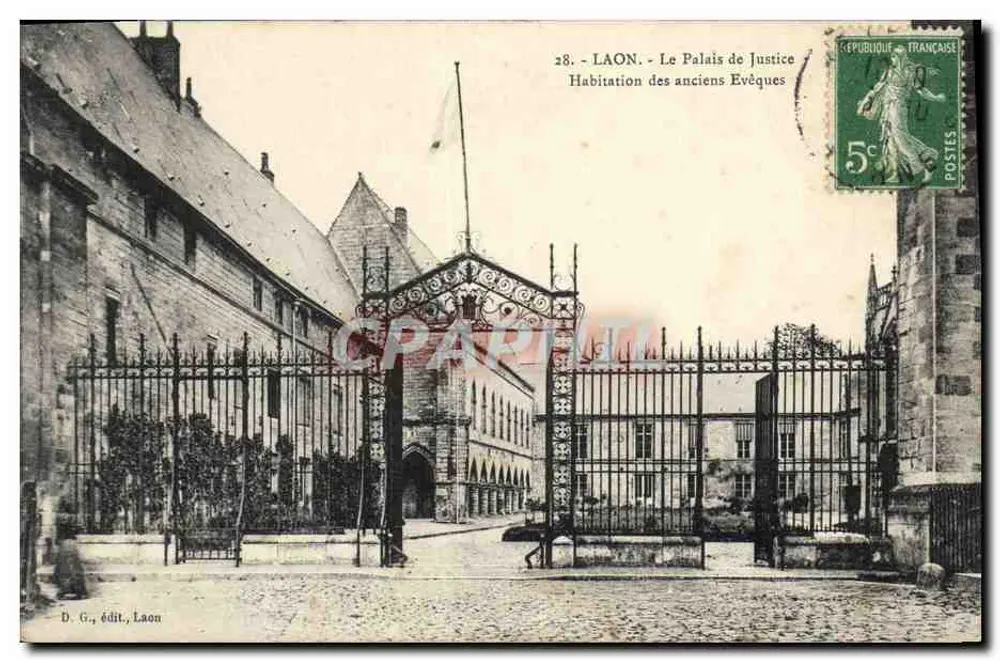 Laon - Das Palais de Justice, Wohnsitz der ehemaligen Bischöfe — D. G., Verlag, Laon, Nr. 28 - Vorderseite