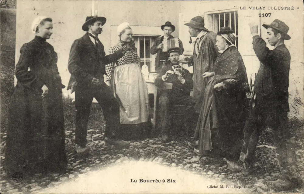 A Dança dos Seis — cena de aldeia — editor Le Velay Illustré, n° 1107 - Frente
