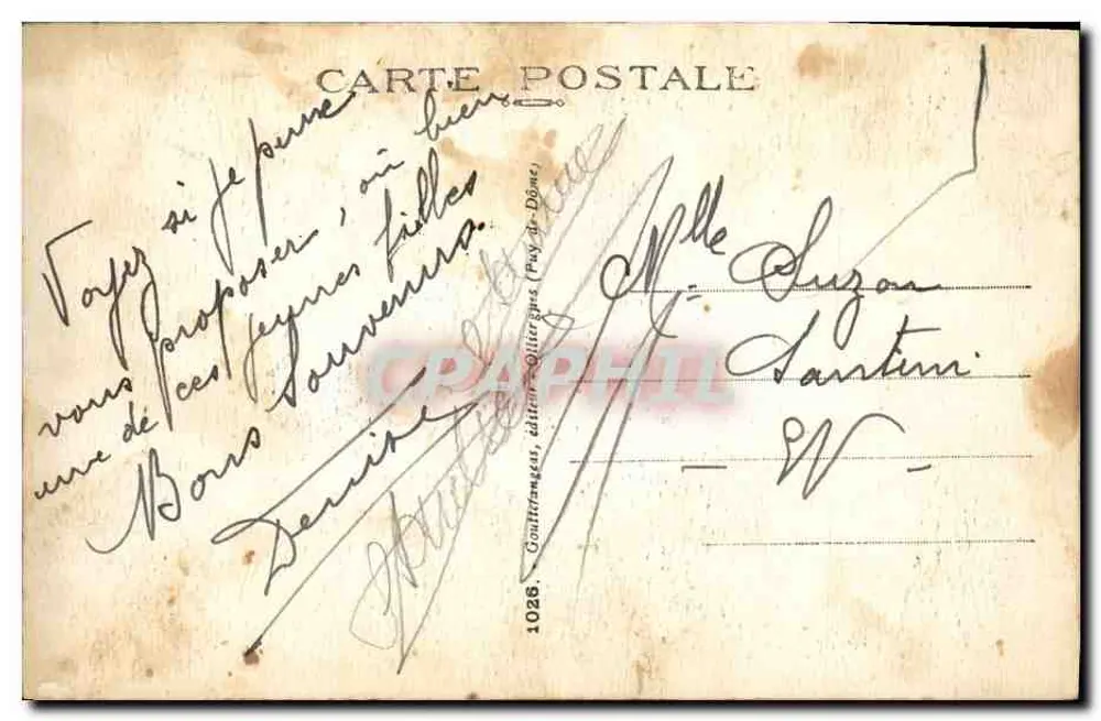 Jovem Auvergnat — retrato — G. d'O, editor 1028 - Verso