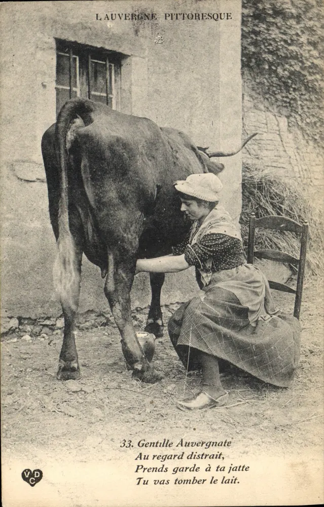 Pittoreske Auvergne — Milchmaid und Kuh — V.D.C. n°33 - Vorderseite