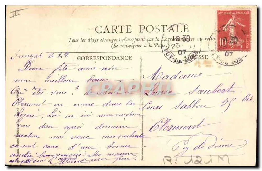 Pittoreske Auvergne — Milchmaid und Kuh — V.D.C. n°33 - Rückseite