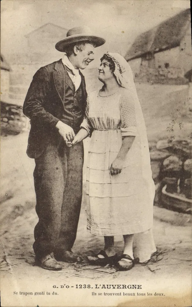 Un couple auvergnat — scène de rue — G. D'O - 1238. L'Auvergne - Frente