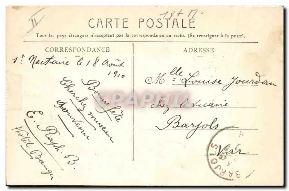 BONJOUR da Auvergne — Uma bourrée — L'Hirondelle, Paris - Verso