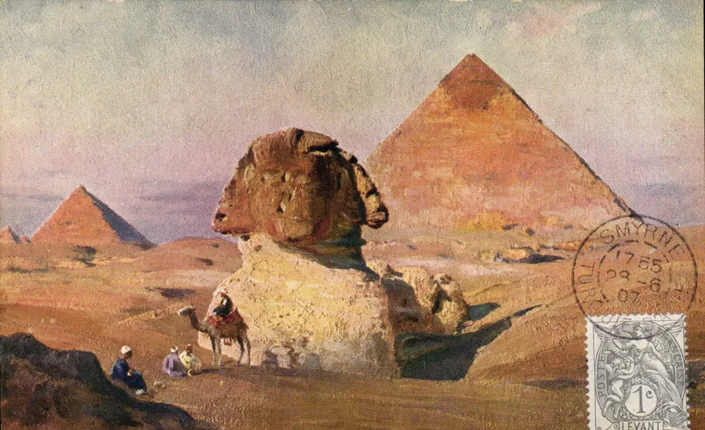 O Esfinge e as Pirâmides — Edição de Smyrne — N° R 168 - Frente