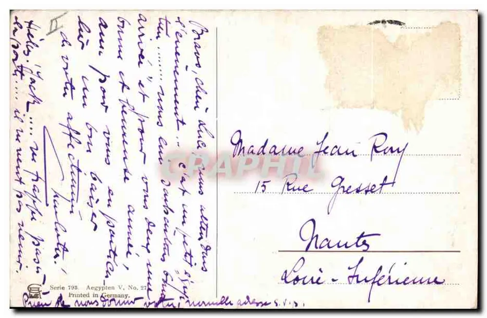 Os Colossos de Memnon em Tebas — série Bilhete postal antigo 798, impressa na Alemanha - Verso