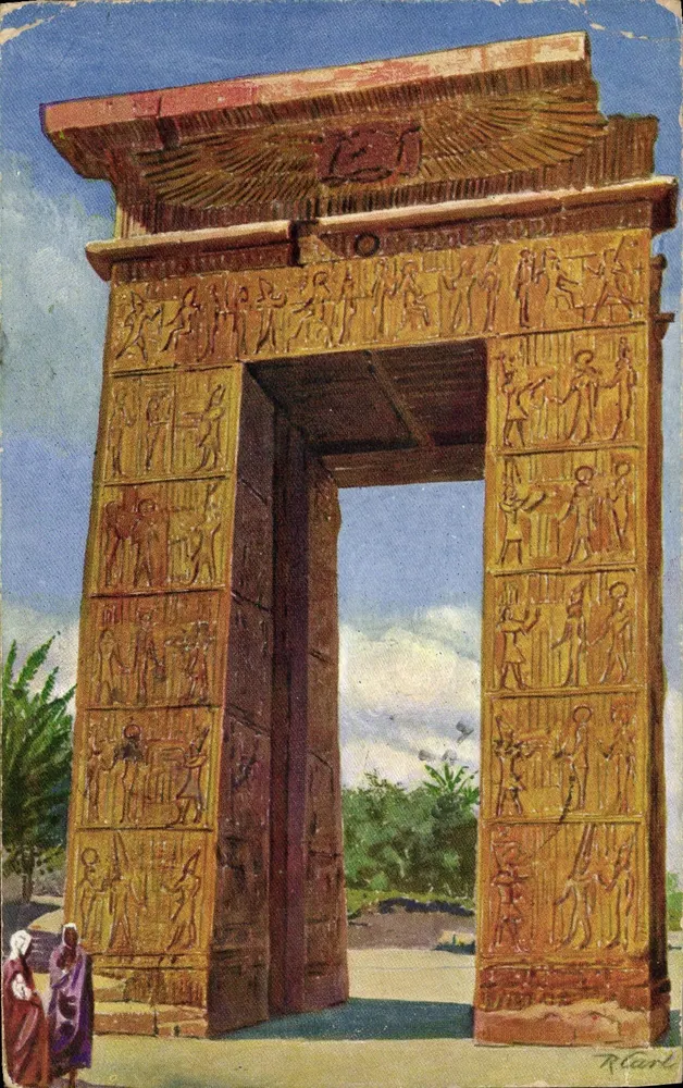 Karnak — Pylône près du Temple de Chunsu — éditeur R. Carl - Vorderseite