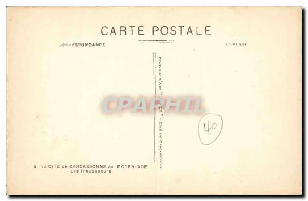 Die Stadt Carcassonne im Mittelalter — Die Troubadoure — Éditions d'Art 'L'Ordy' — Stadt Carcassonne - Rückseite