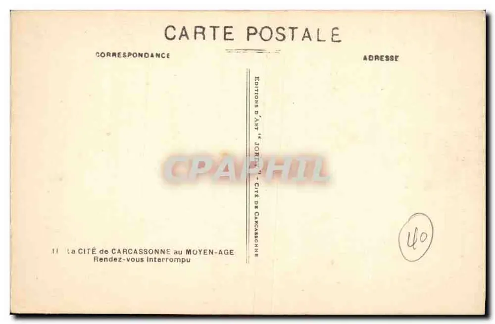 Die Stadt Carcassonne im Mittelalter — Unterbrochene Verabredung — Éditions d'Art Jourdan - Rückseite