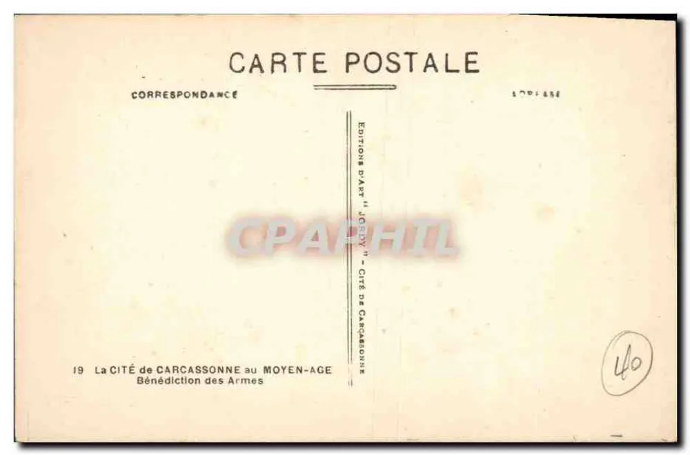 Die Stadt Carcassonne im Mittelalter — Segnung der Waffen — Editions d'Arp "Jocidy" - Rückseite