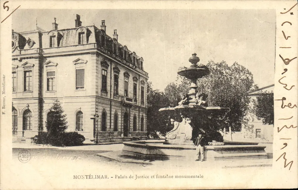Montélimar - Palais de Justice et fontaine monumentale — F. Baume, Montélimar - Recto