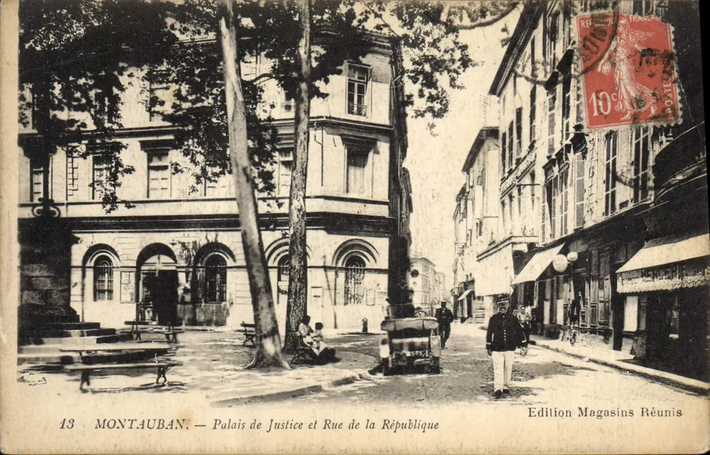 Montauban — Palácio de Justiça e Rua da República — Edição Magasins Réunis - Frente