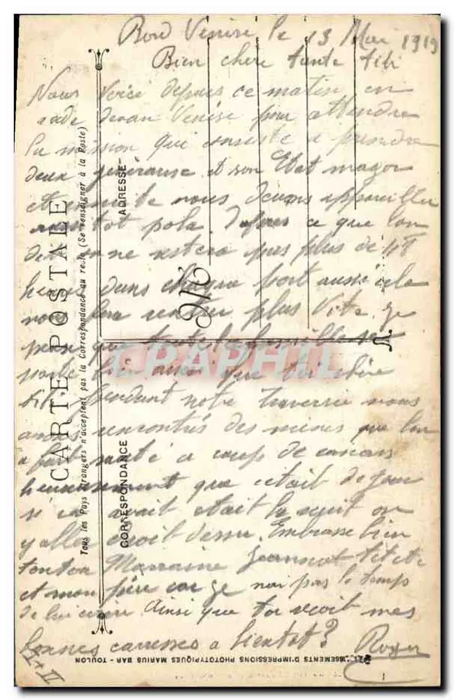 Kreuzer Schlachtschiff Edgar Quinet — Französische Marine — Krieg 1914-15-16-17-18 - Rückseite