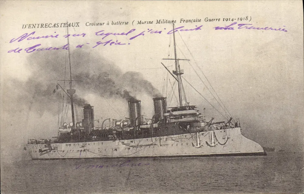 Kreuzer mit Batterie D'Entrecasteaux — Französische Marine 1914-1918 — Verlag V. Macoline - Vorderseite