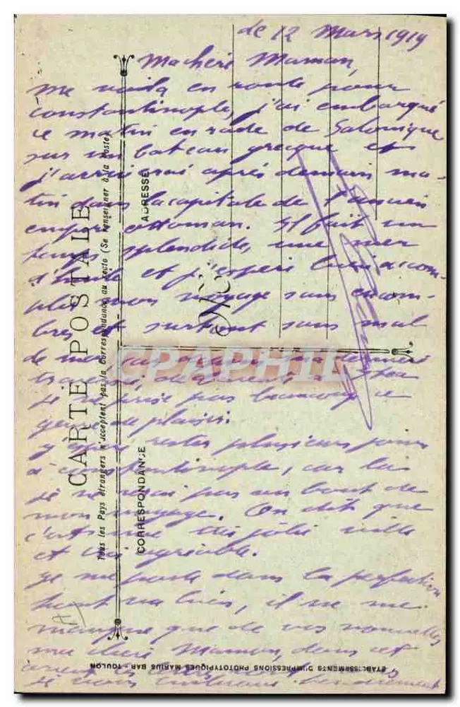 Kreuzer mit Batterie D'Entrecasteaux — Französische Marine 1914-1918 — Verlag V. Macoline - Rückseite