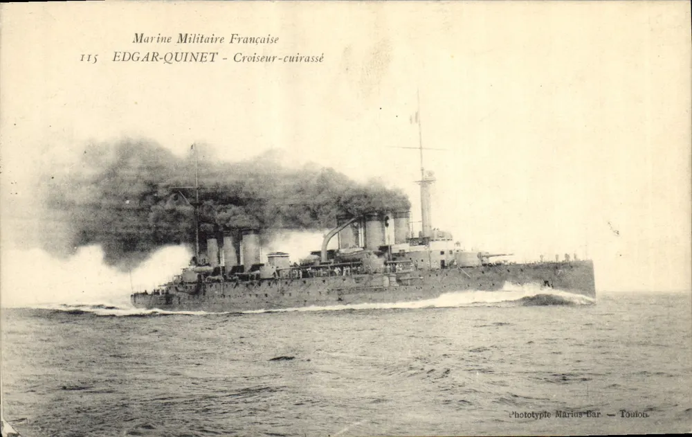 Kreuzer-Kreuzer Edgar-Quinet — Französische Marine — Phototyp Marius Bar — Toulon - Vorderseite
