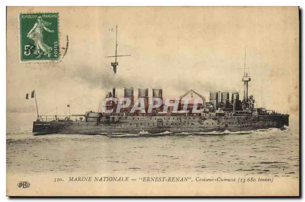 Marine Nationale — 'Ernest-Renan', Kreuzer-Panzerkreuzer (13.680 Tonnen) — Verlag PBD, Nr. 310 - Vorderseite