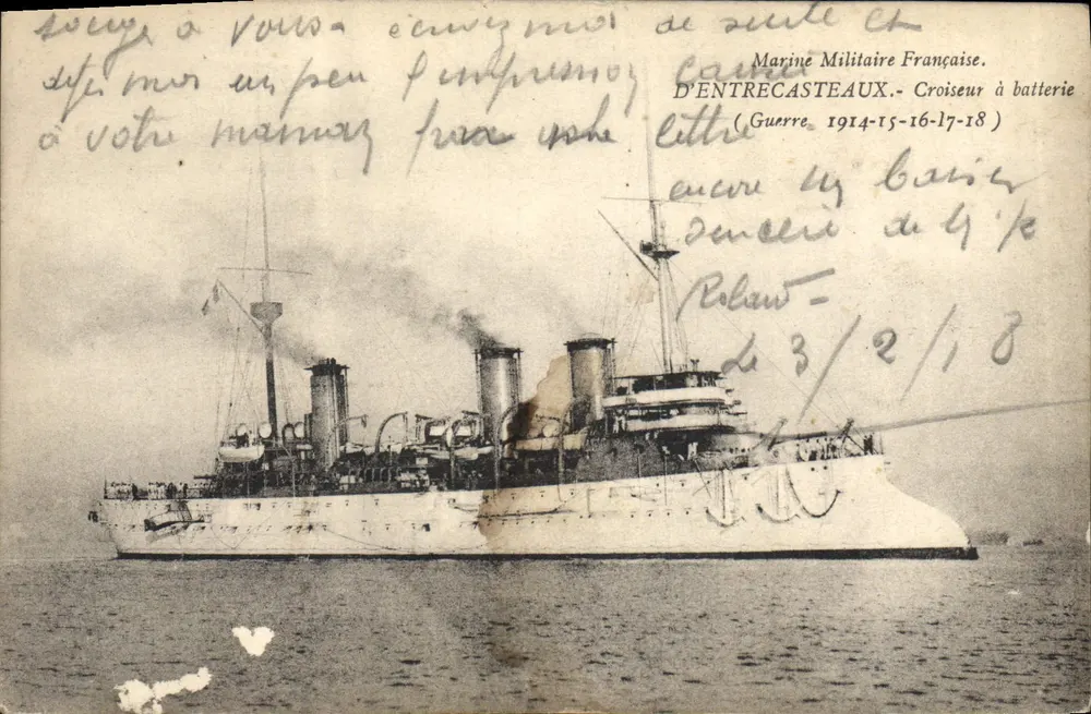 Kreuzer mit Batterie D'ENTRECASTEAUX — Französische Marine — Krieg 1914-15-16-17-18 - Vorderseite
