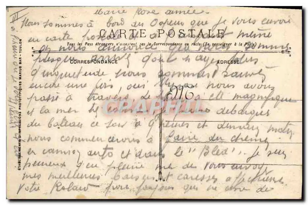 Kreuzer mit Batterie D'ENTRECASTEAUX — Französische Marine — Krieg 1914-15-16-17-18 - Rückseite