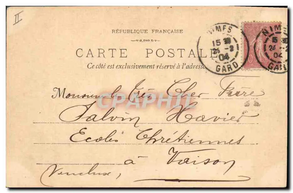 Nîmes - A Prefeitura — Conselho de Revisão dos Serviços (camponês) — Fototip. E. Lacour - Marselha, n°1192 - Verso