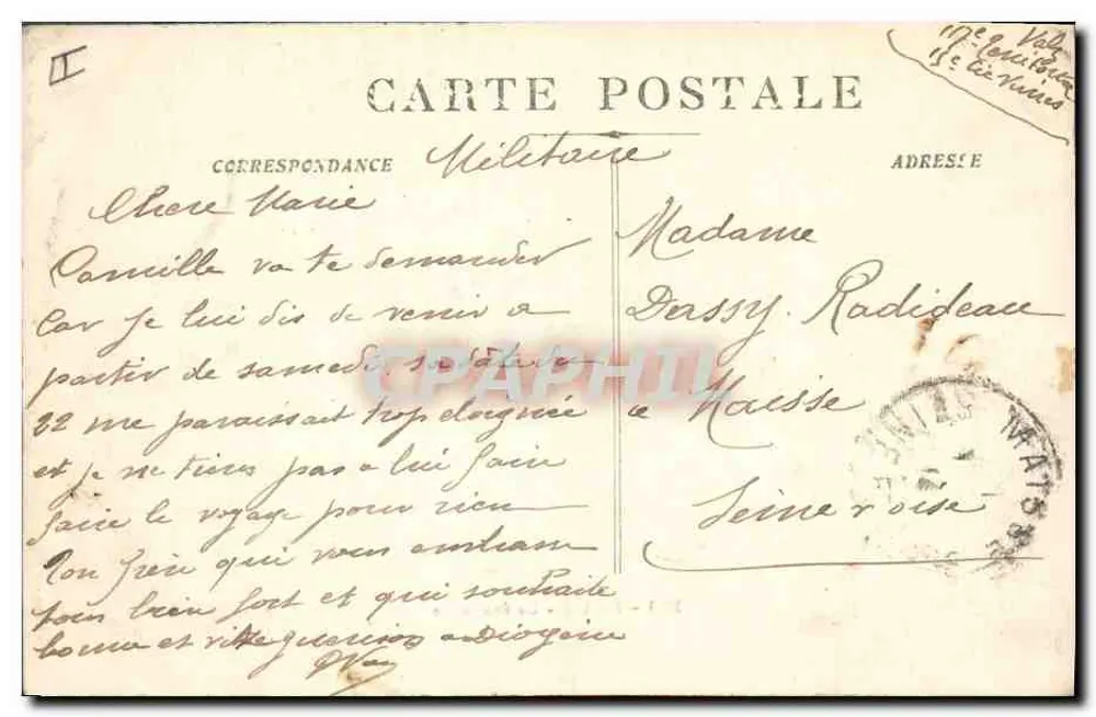 Nîmes - A Prefeitura — Bilhete postal antigo n°3229, editado pela casa 'A Prefeitura' - Verso