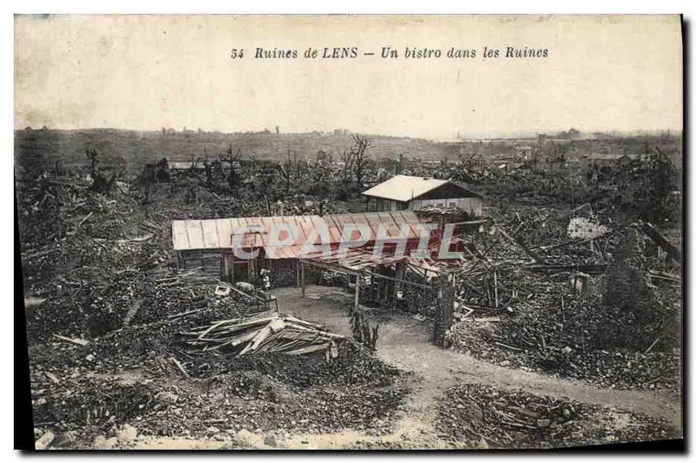 Ruinen von LENS — Ein Café in den Ruinen — Phototypie J.-M. Combet, Pigeon - Vorderseite