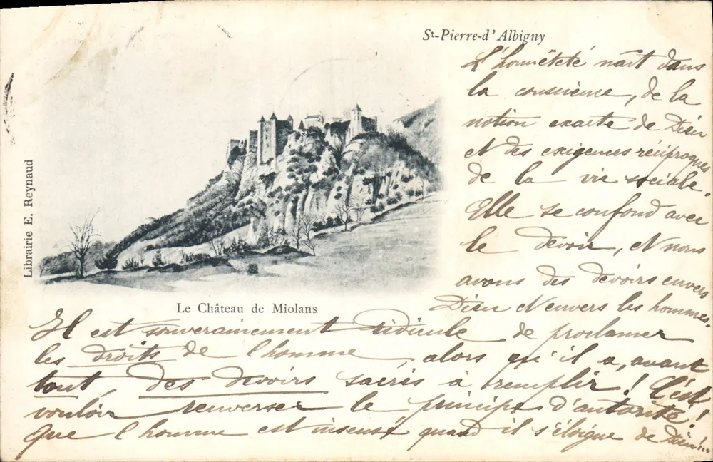 O Castelo de Miolans — St-Pierre-d'Albigny — Livraria E. Reynaud - Frente
