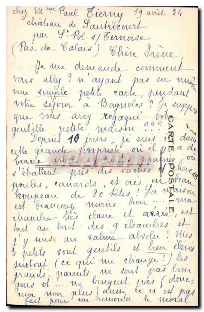 O Castelo de Sautricourt — Arredores de St-Pol-sur-Ternoise — Imp. F. Surennaud - Verso