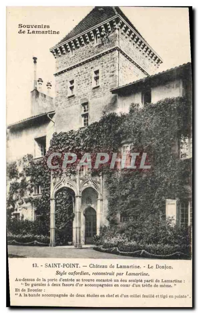 Saint-Point — Castelo de Lamartine — O Donjon. Estilo oxfordiano, reconstruído por Lamartine - Frente