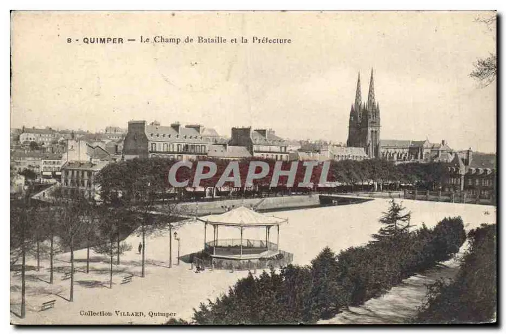 Quimper — O Campo de Batalha e a Prefeitura — Coleção Villard, Quimper - Frente