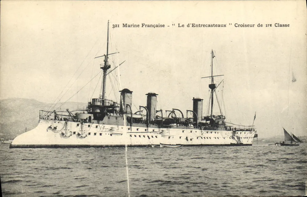 Le d'Entrecasteaux — Kreuzer der 1. Klasse — Französische Marine, Verleger/Drucker nicht sichtbar, Nr. 321 - Vorderseite