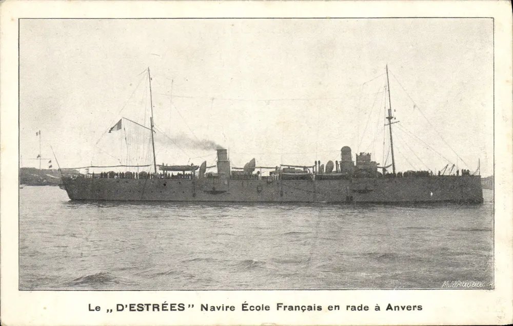 Der „D'ESTRÉES“ französischer Schulschiff im Hafen von Antwerpen — M. MAROUCIER - Vorderseite